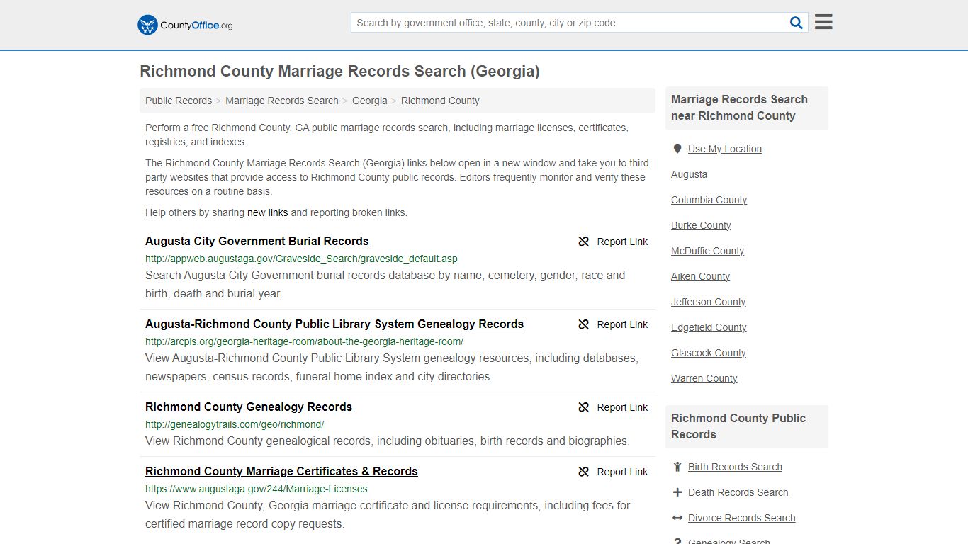 Richmond County Marriage Records Search (Georgia) - County Office